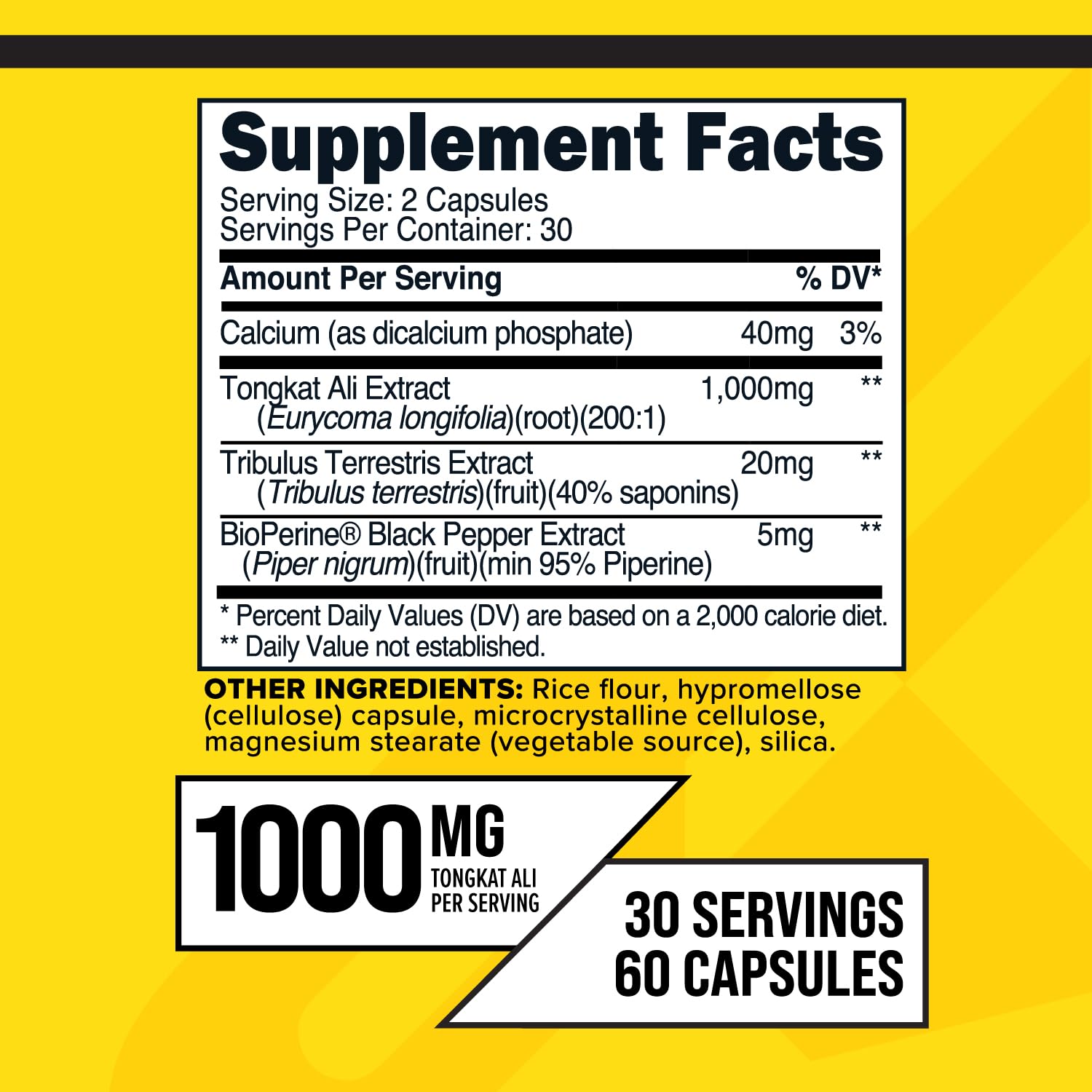 Primaforce Tongkat Ali – capsules 1000 mg, dosage clair pour une utilisation quotidienne.