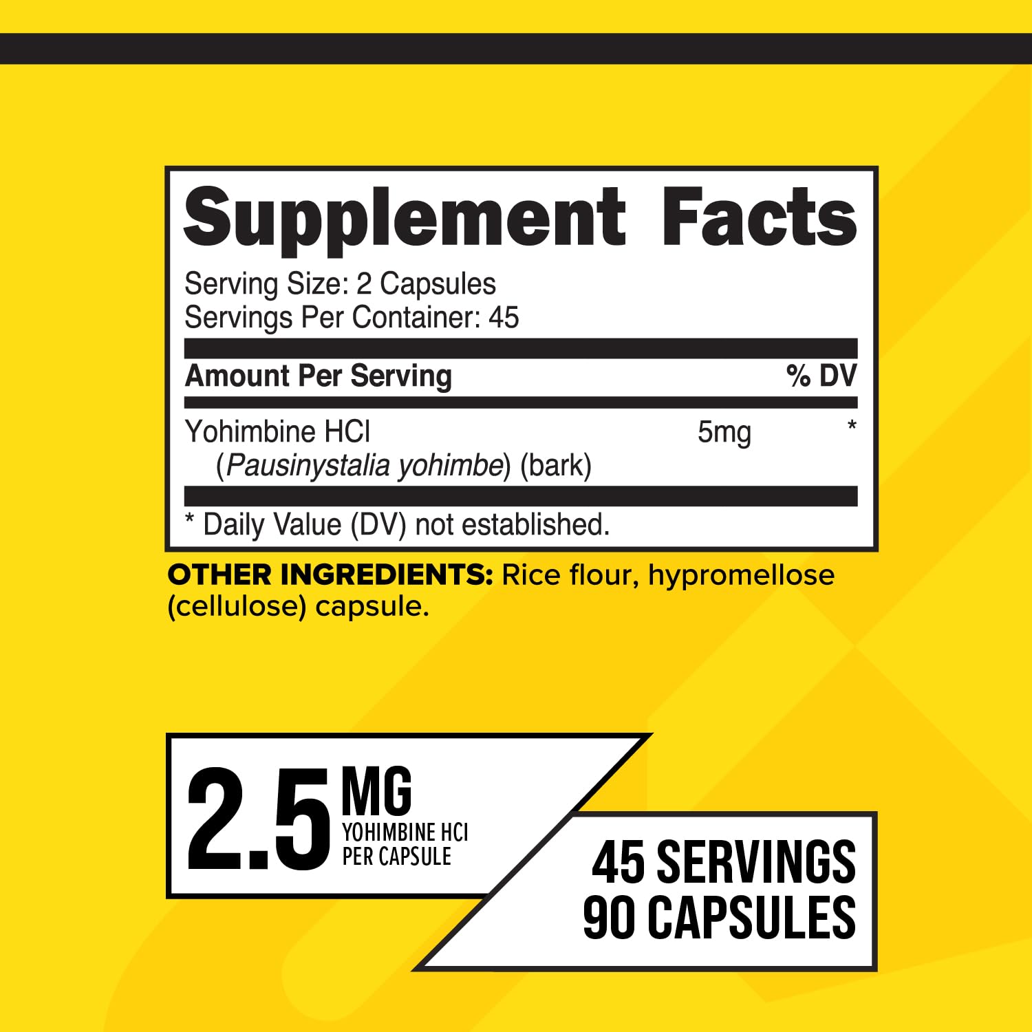 Primaforce Yohimbine HCl 2,5 mg – etiquette produit claire et fiable, garantie de qualite