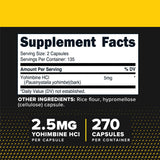 Primaforce Yohimbine HCl: bouteille de 270 capsules prête pour plusieurs mois.