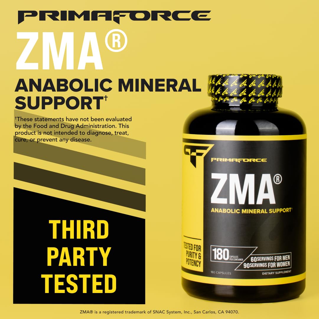 Primaforce ZMA – vue arrière bouteille, design clair et lisible.