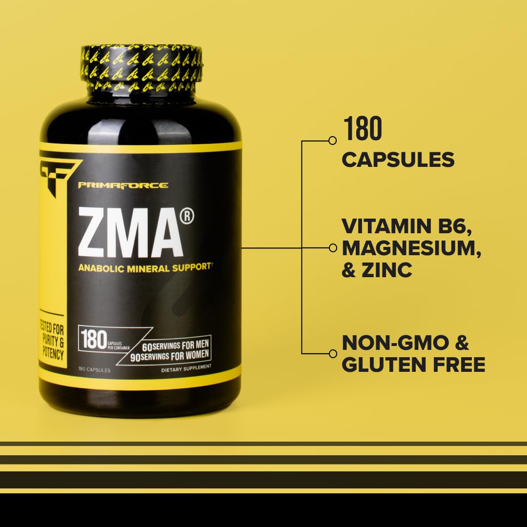 Primaforce ZMA – gros plan sur l’étiquette et les informations produit.