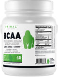 Poudre Primal BCAA Grand Singe au goût pomme verte, flacon prêt à mélanger.