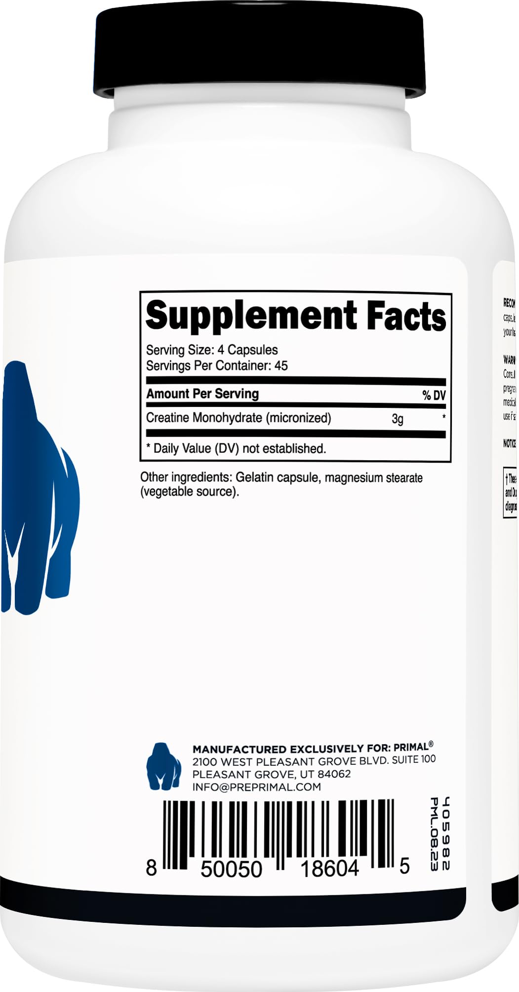 Doseur-capsules Primal Creatine Monohydrate prêt pour la dose quotidienne.