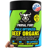 PRIMAL FURY : Bouteille de capsules, soutien masculin et énergie durable.