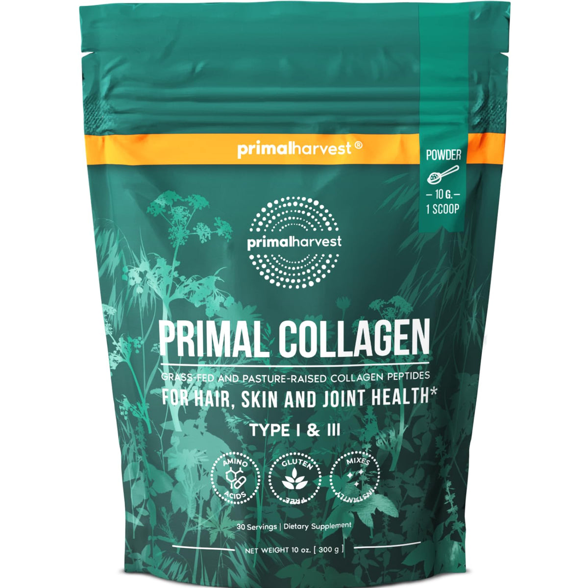 Primal Harvest Collagene : bouteille 10 oz pour cheveux et peau.