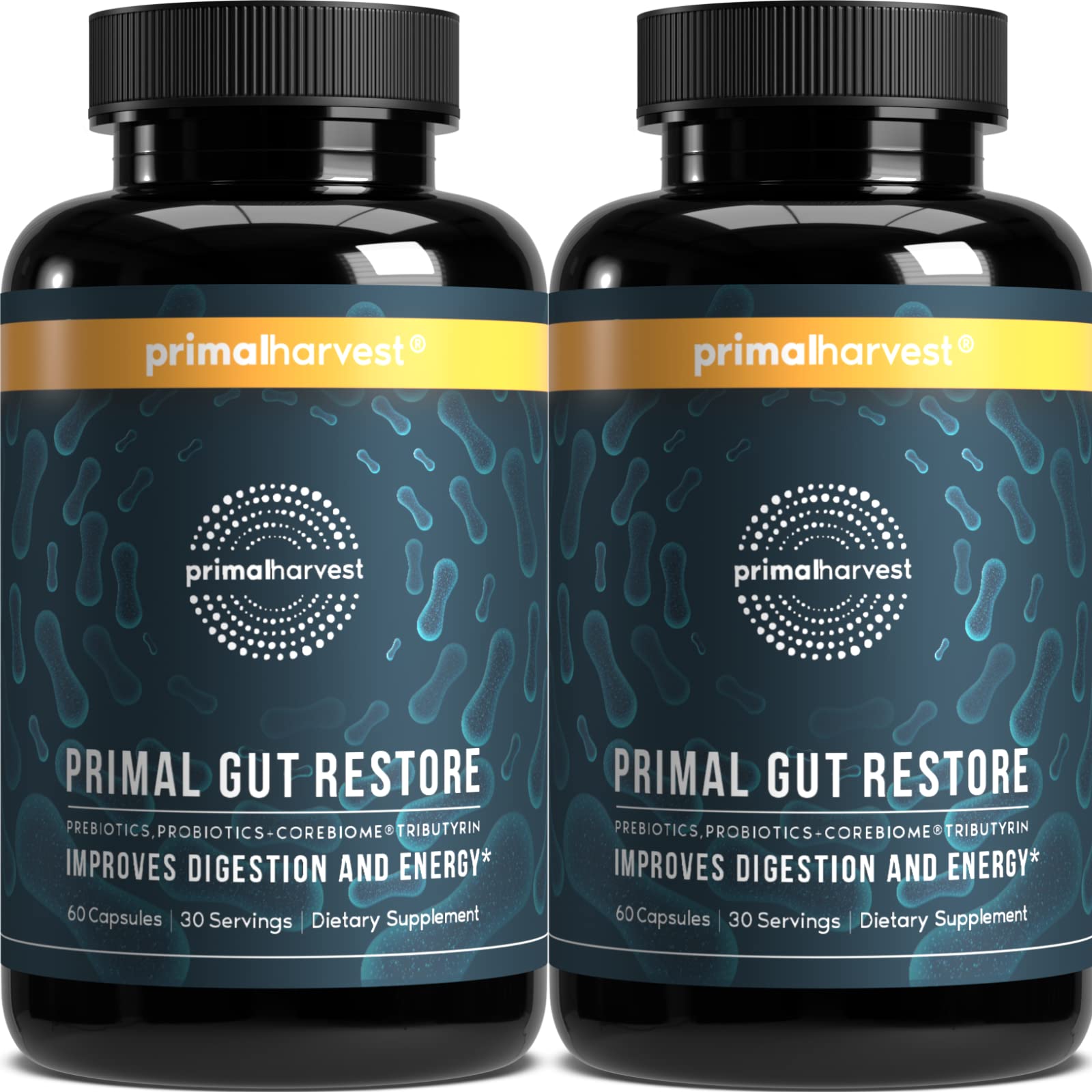 Primal Harvest Gut Restore: vue de la bouteille pour une utilisation quotidienne et pratique.