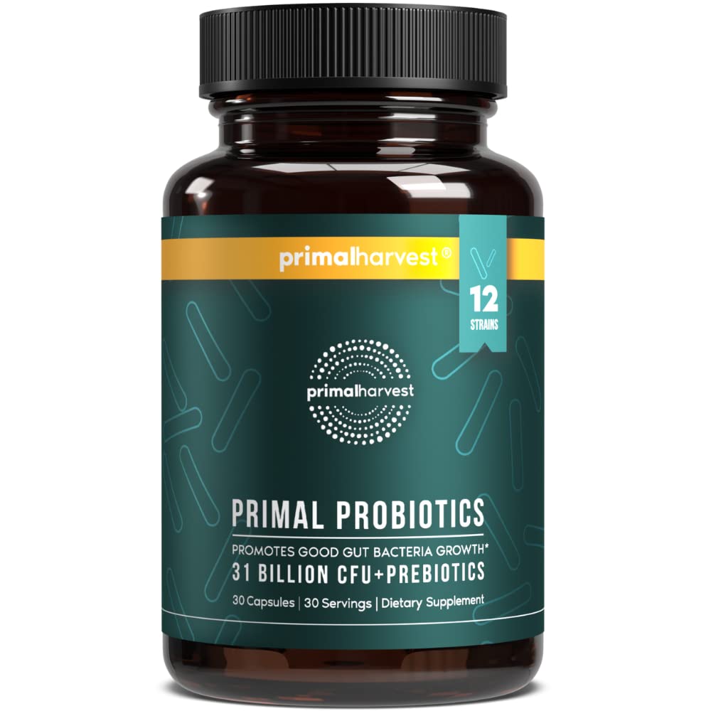 Primal Harvest Probiotiques - bouteille 30 capsules pour soutien digestif quotidien