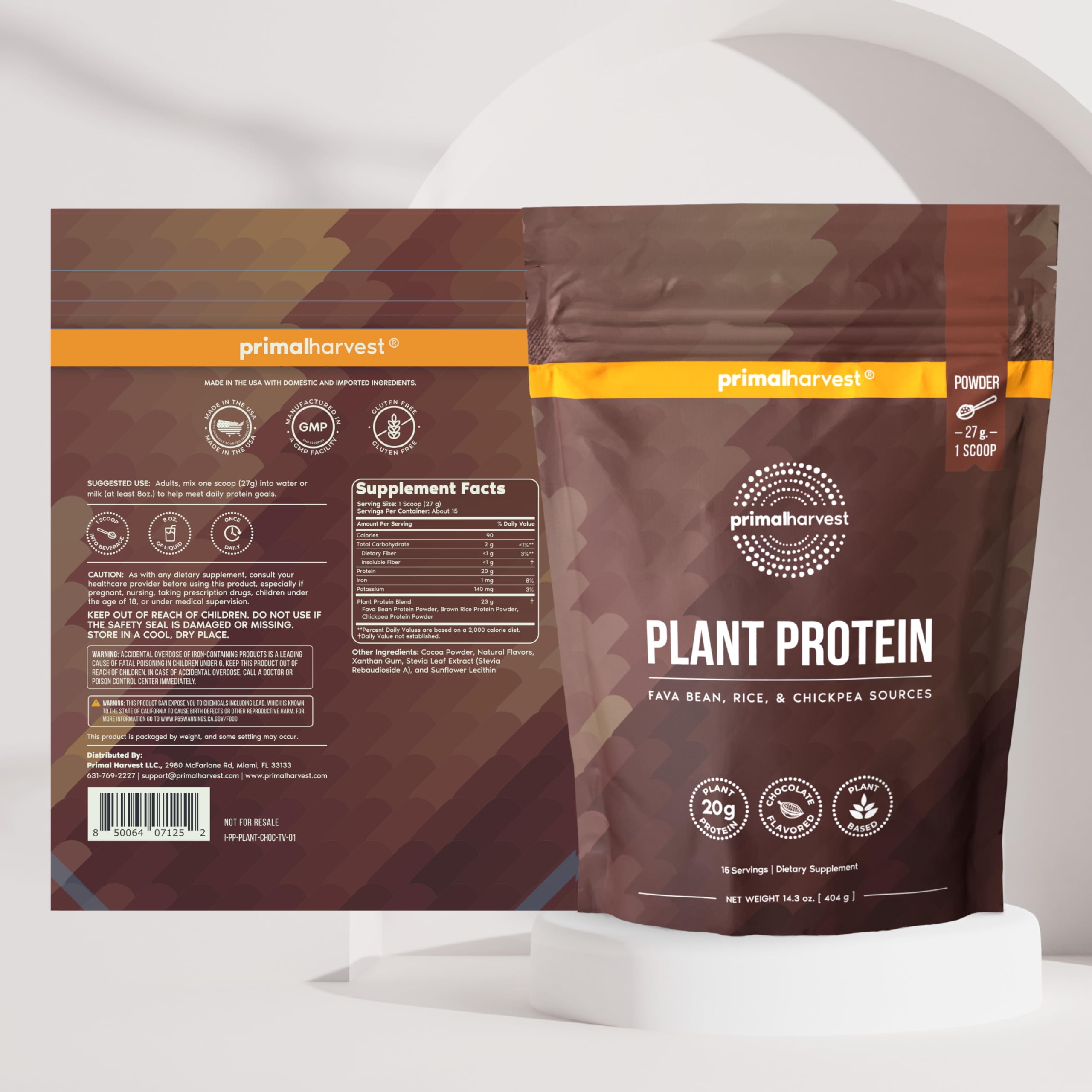 Smoothie avec protéine végétale Primal Harvest, goût chocolat riche