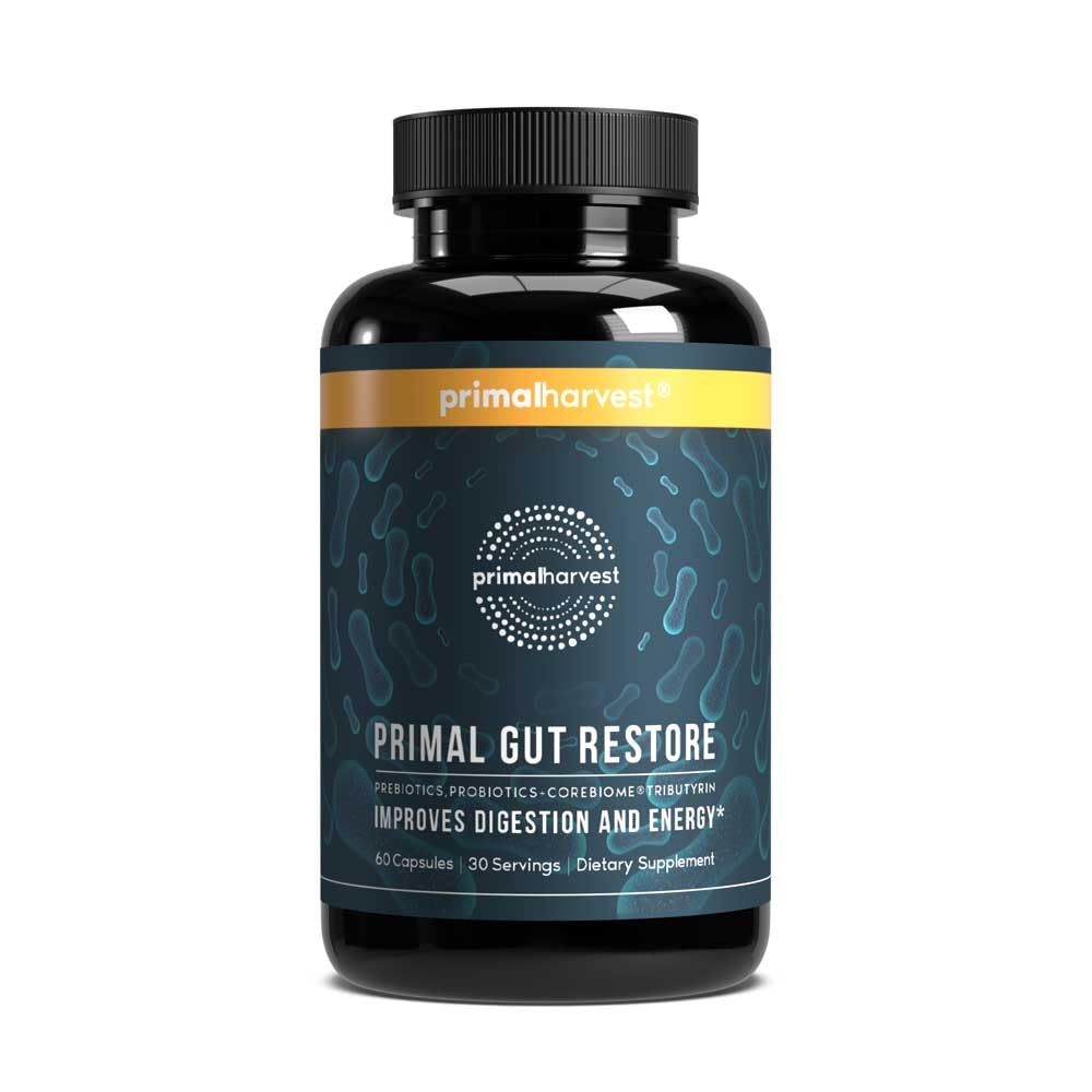 Primal Harvest Restore : bouteille-digestion, soutien potentiel au confort digestif quotidien.