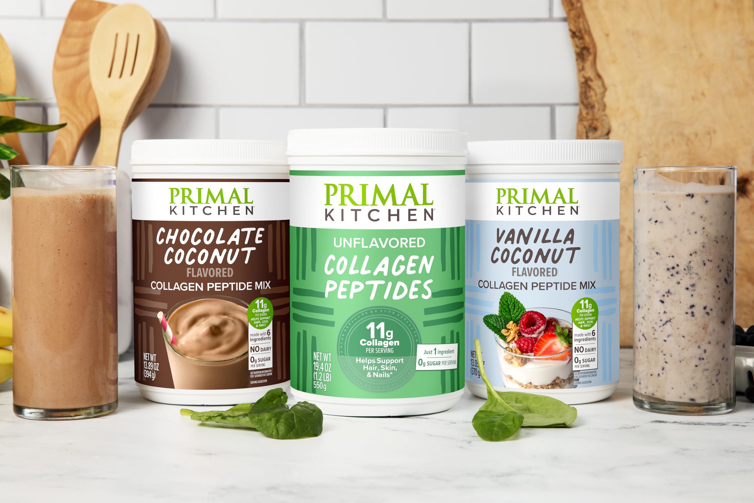 Ingrédients clairs de Primal Kitchen Chocolate Collagen Fuel: sans sucre ni edulcorants.