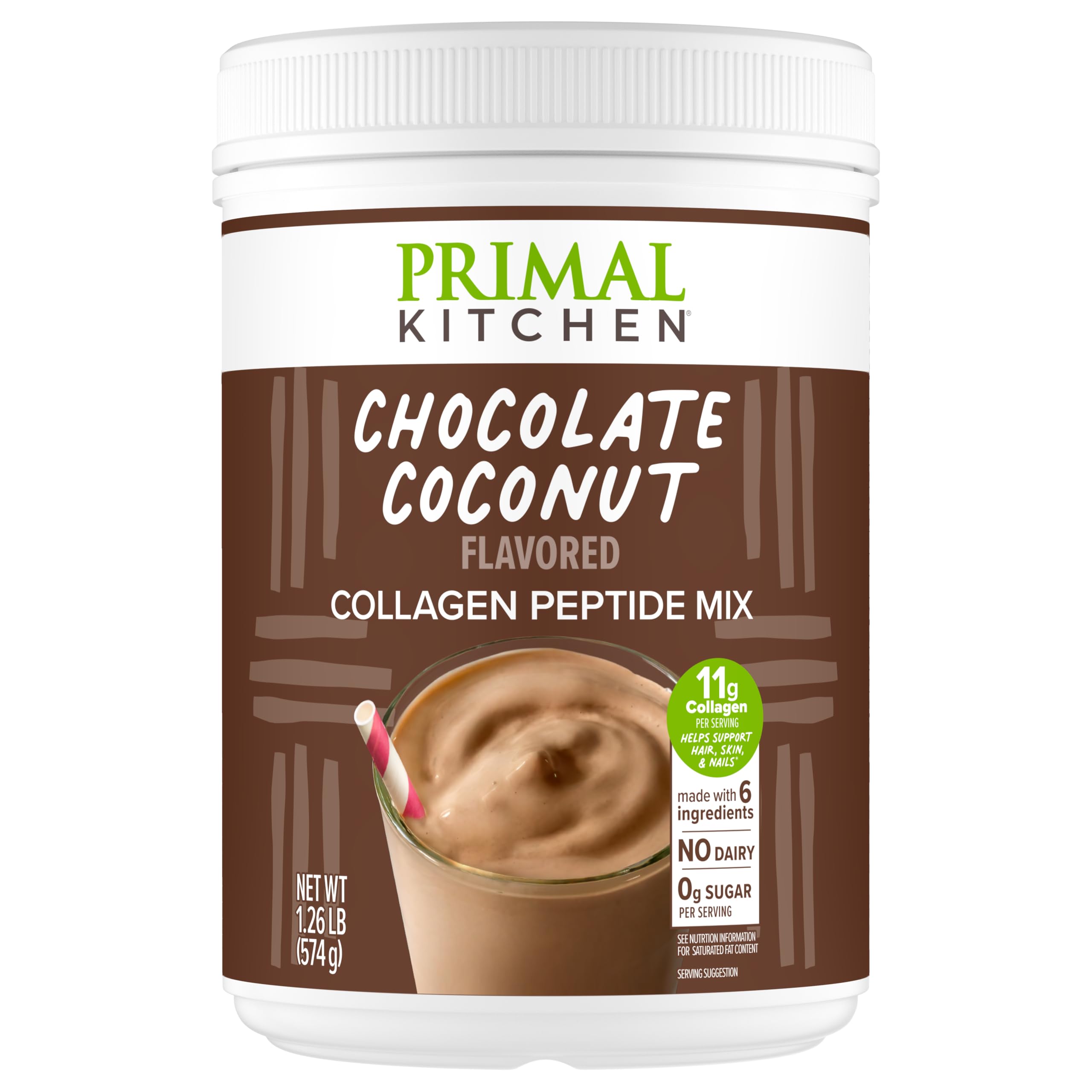 Primal Kitchen Chocolate Collagen Fuel dans une tasse chaude, texture veloutee et chocolat reconstituant.