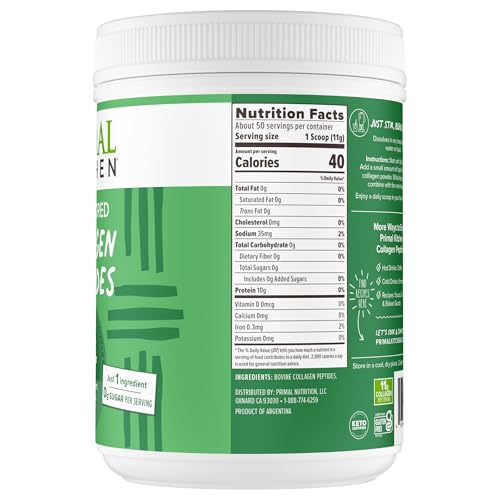 Primal Kitchen Collagen Peptides sans arôme – certifié sans gluten et céto pour régimes spécialisés.