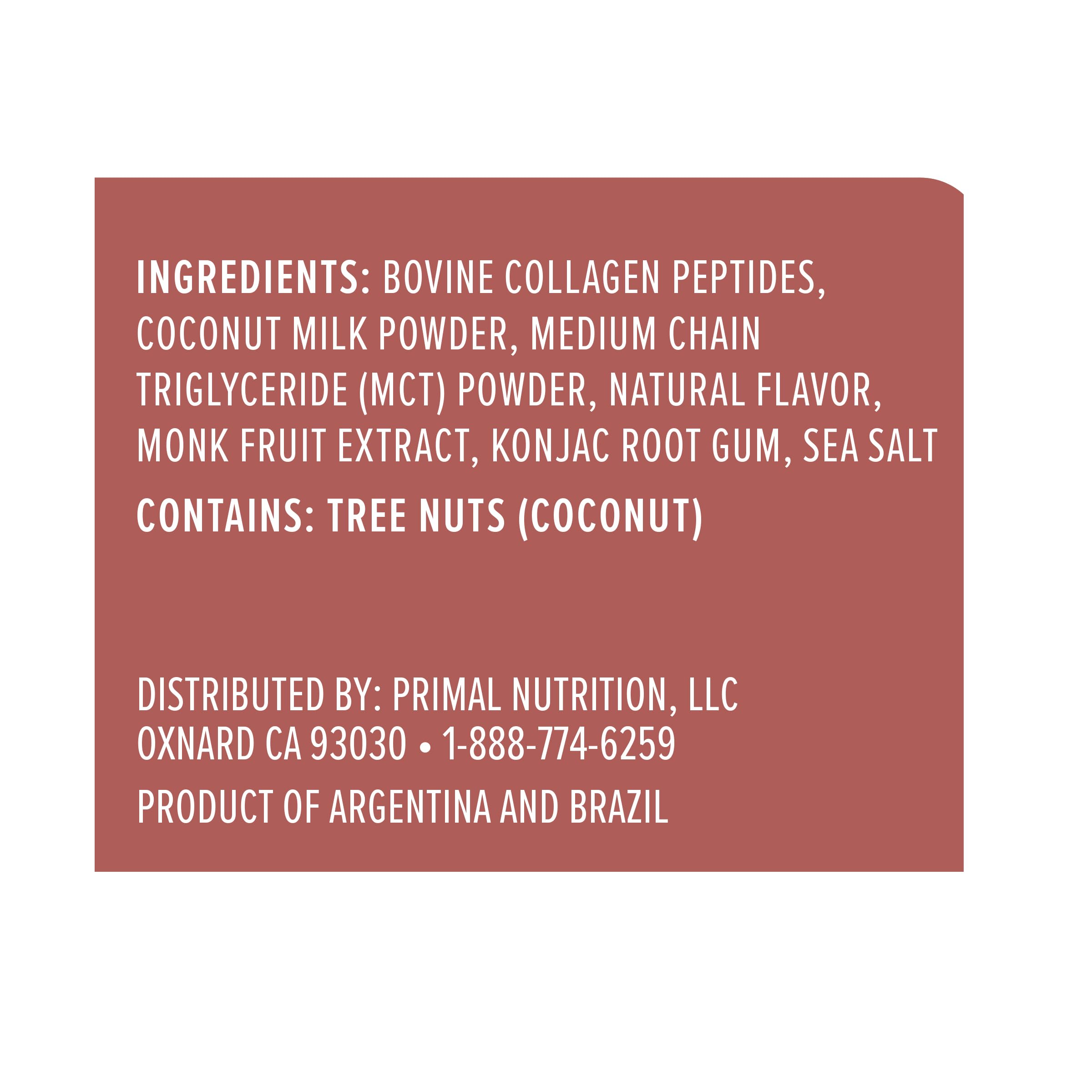 Poudre lait de coco de Primal Kitchen collagène noisette, base sans lactose.