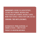 Poudre lait de coco de Primal Kitchen collagène noisette, base sans lactose.