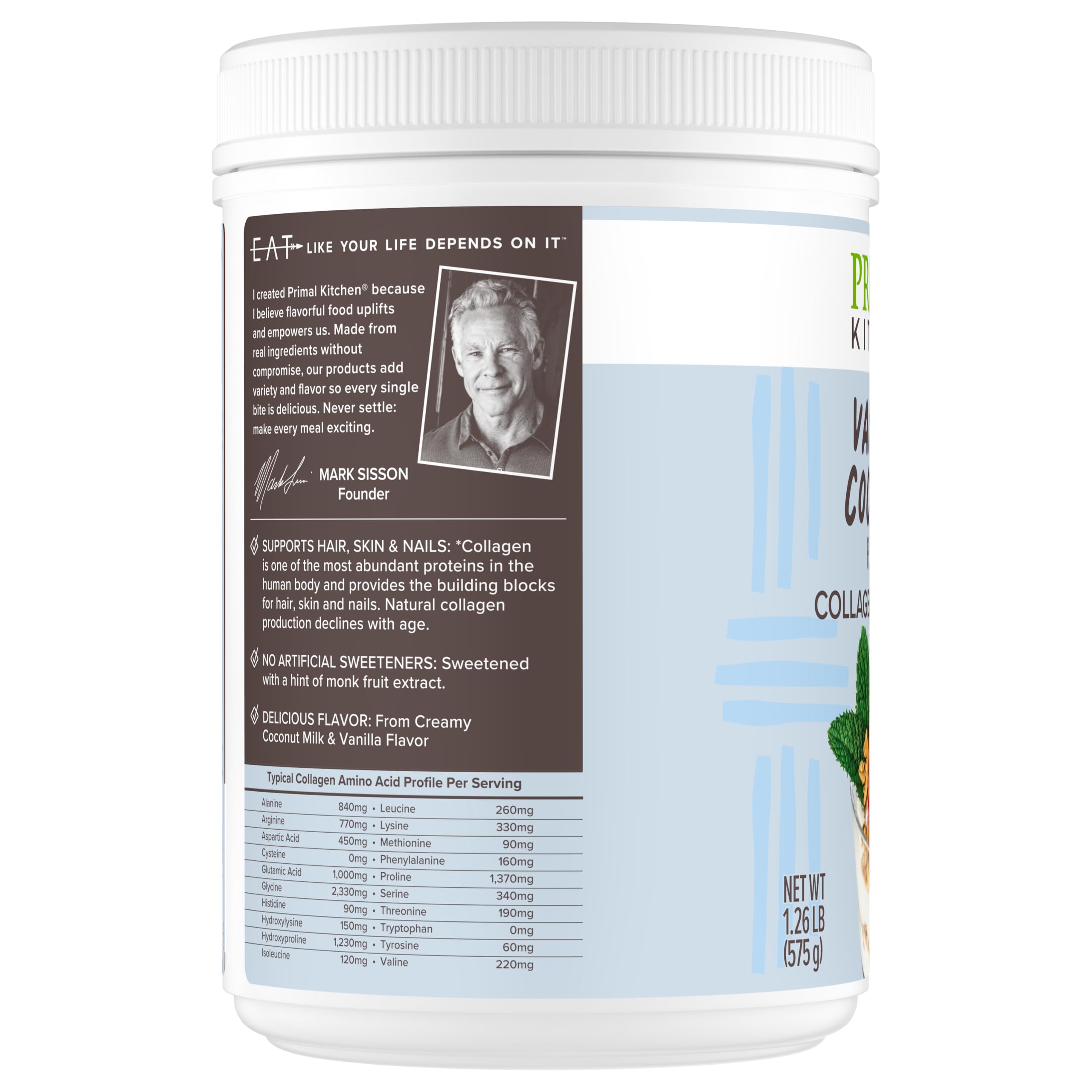 Primal Kitchen Vanilla Coconut Collagen Fuel en bouteille, saveur naturelle et pratique.