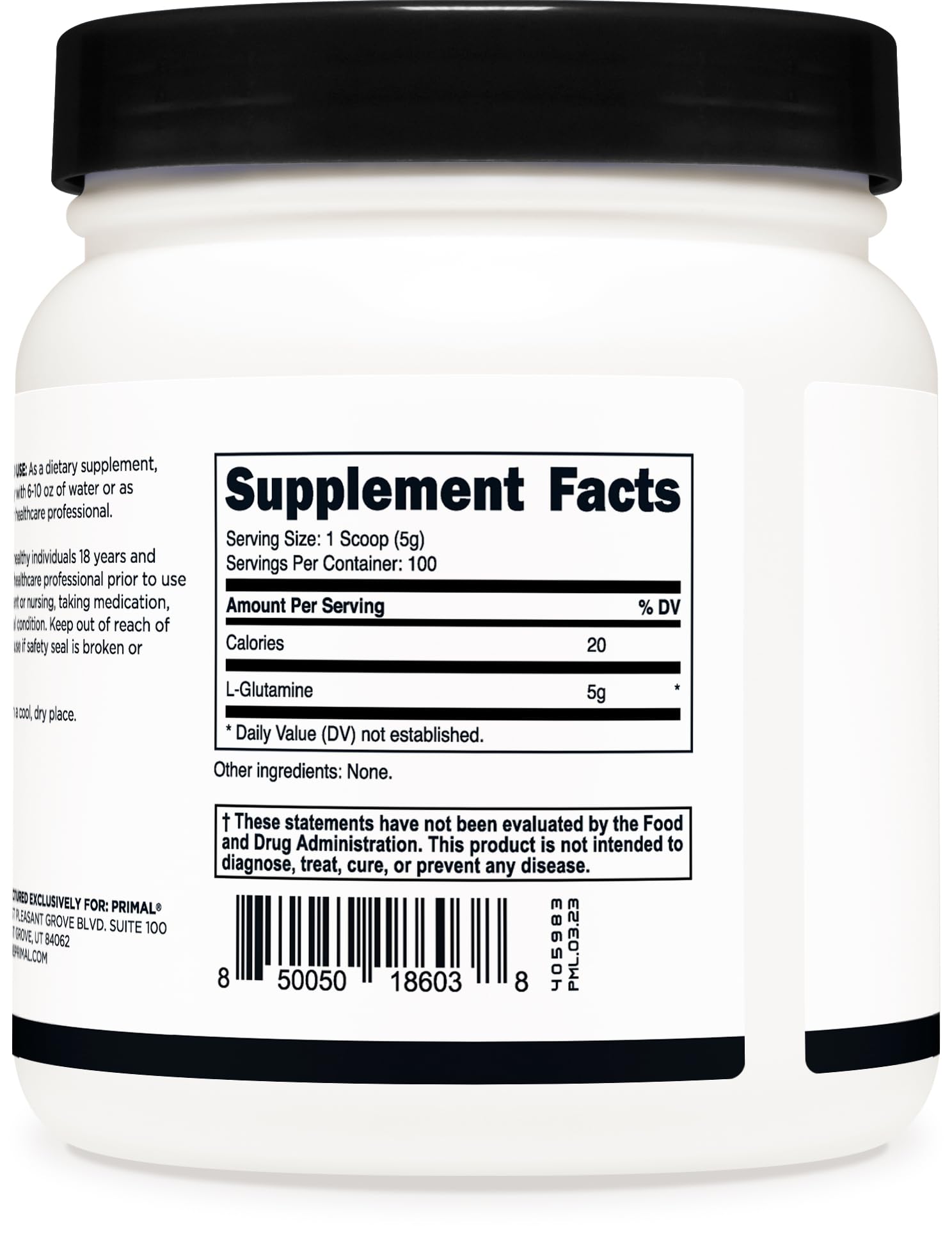 Primal L-Glutamine: intégration simple dans vos boissons pré-entraînement.
