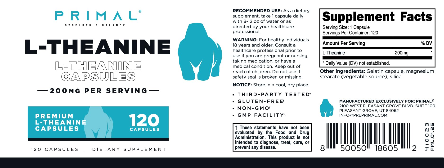 Utilisateur au bureau prend Primal L-Theanine, concentration et calmes possibles.