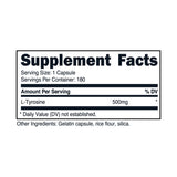Primal L-Tyrosine gelules, dosage 500 mg par gélule pour une routine pratique.