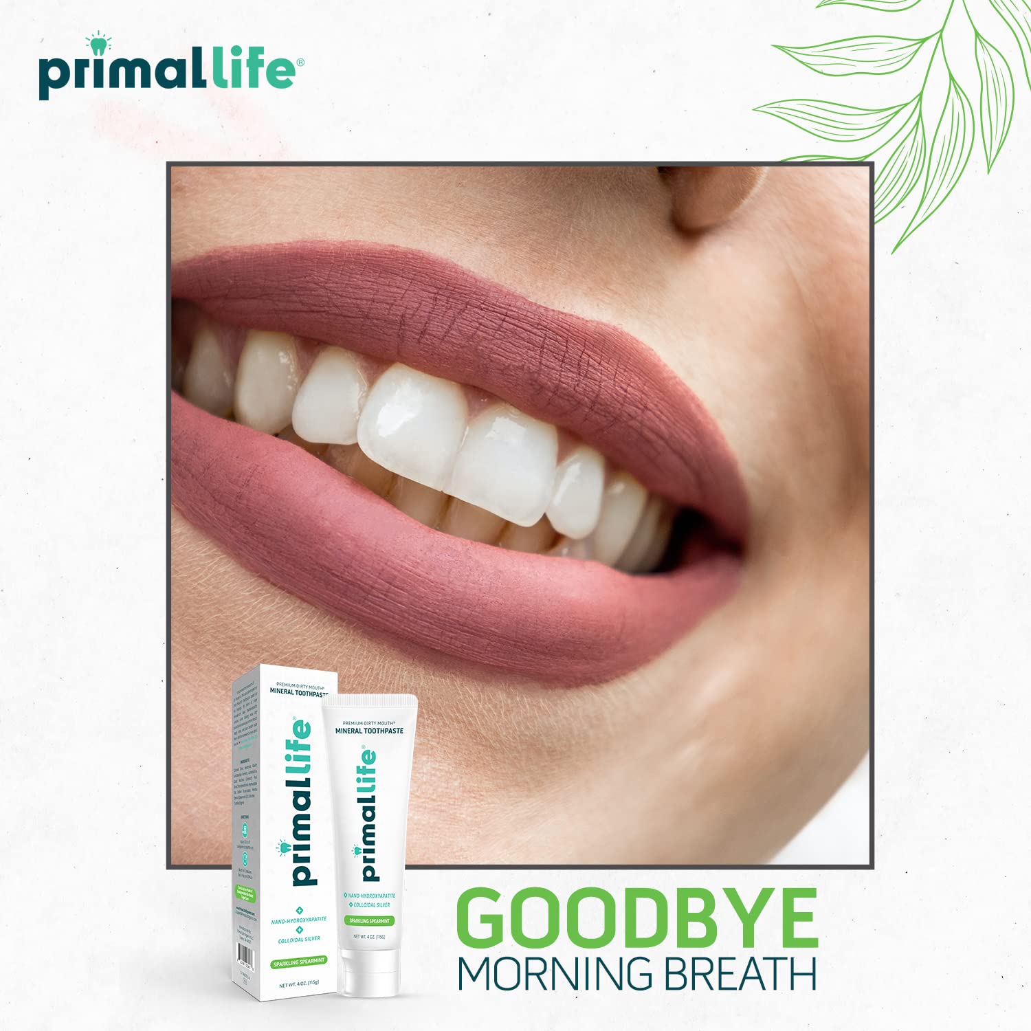Tube dentifrice Primal Life Organics menthe poivrée au goût rafraîchissant