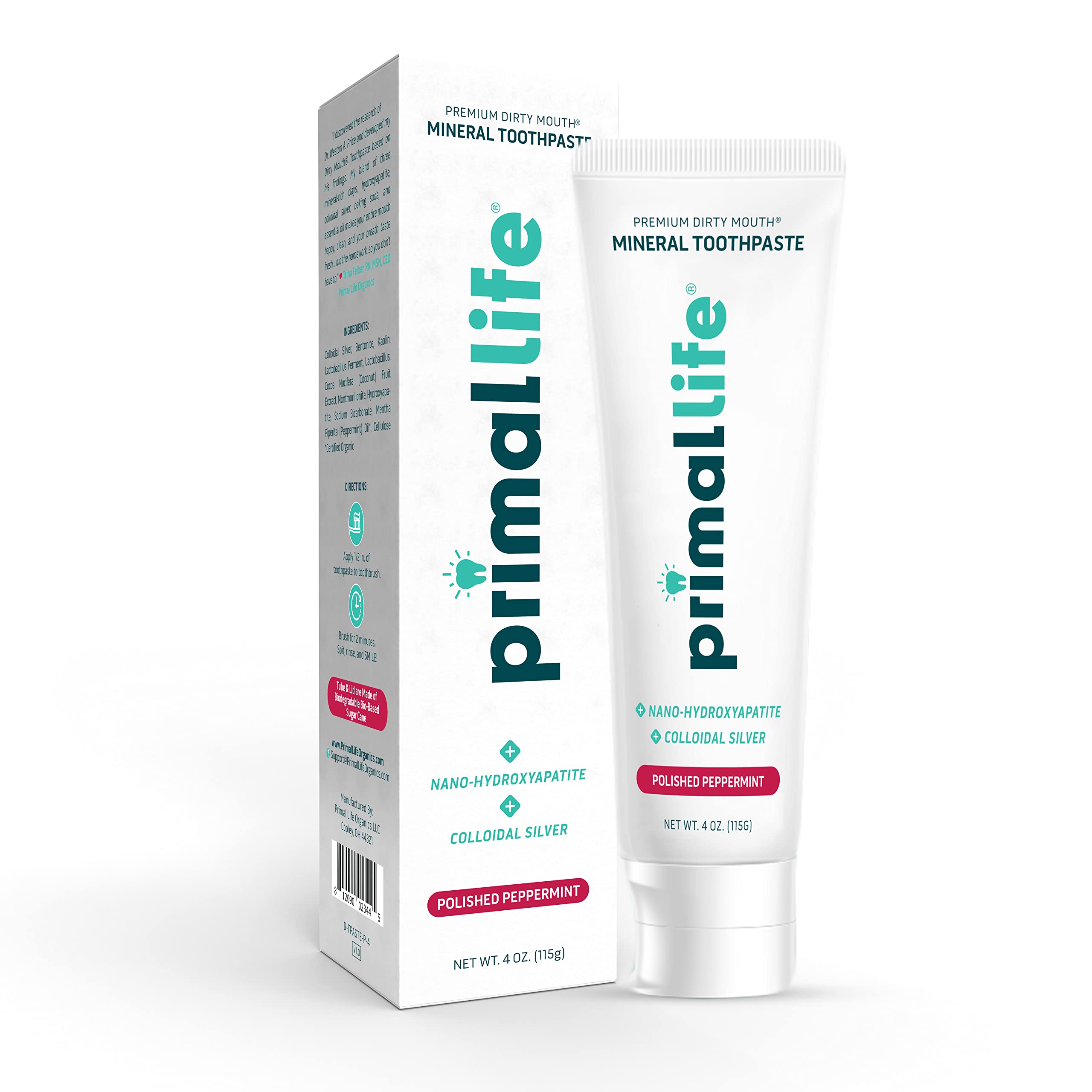 Dentifrice Primal Life Organics Dirty Mouth tube menthe pour une haleine fraîche