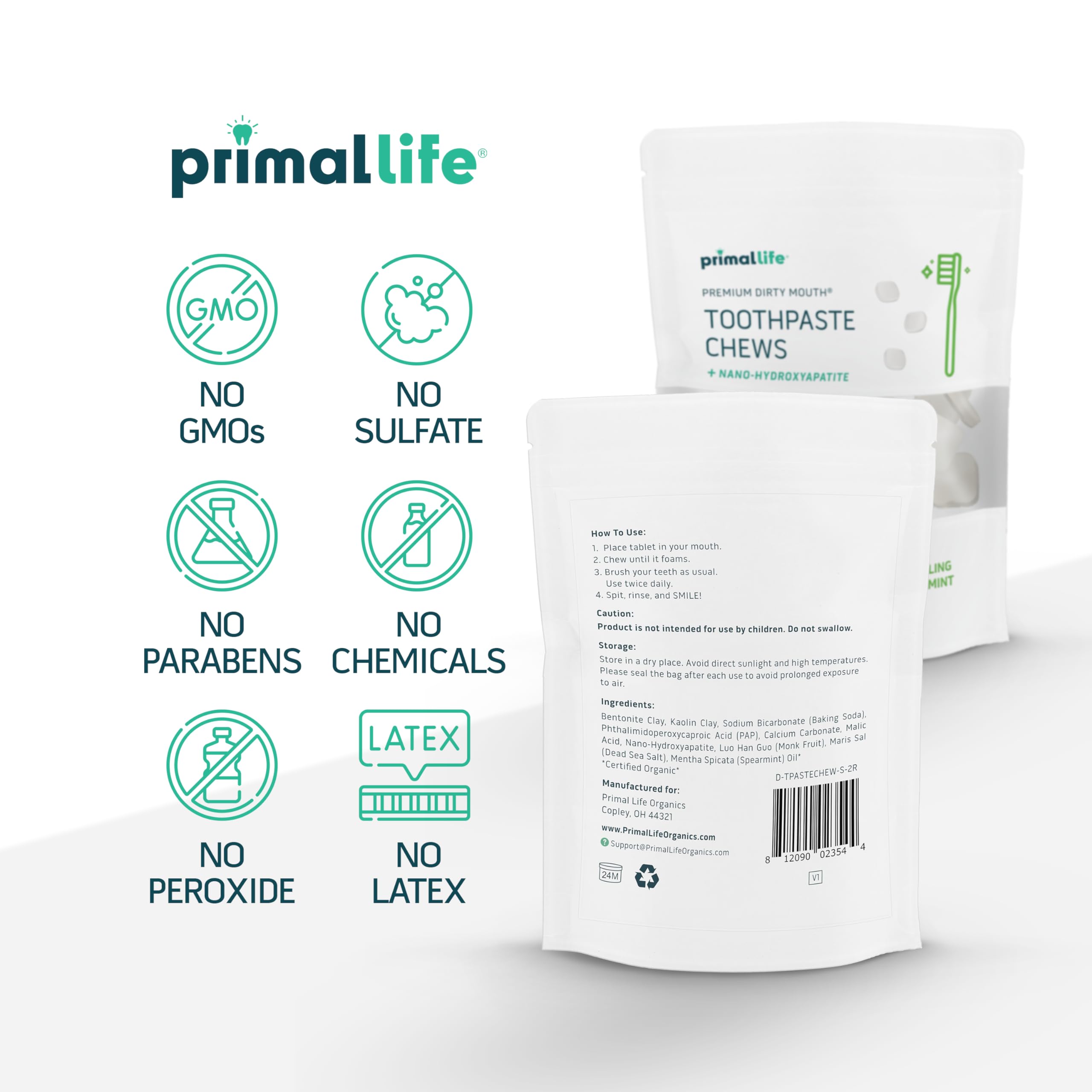 Menthe pétillante pour une haleine fraîche et naturelle.