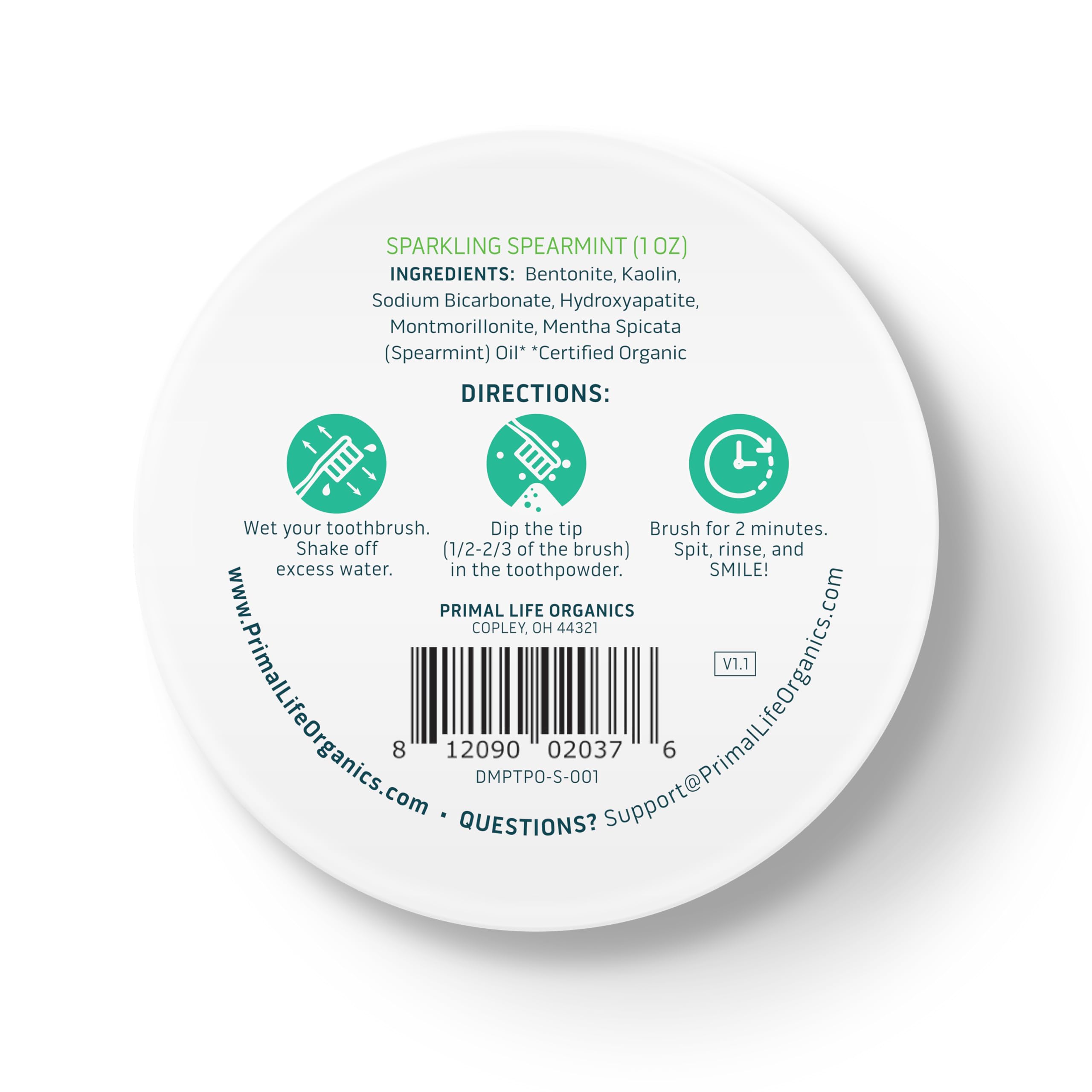 Propreté et brillance dentaires après le brossage avec Primal Life Organics.