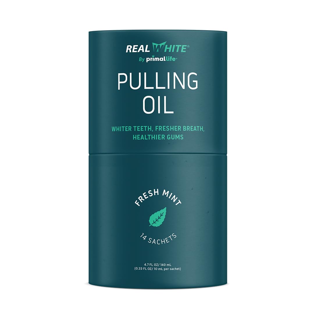 Primal Life Organics Real White Pulling Oil – sachets pratiques pour une routine buccale naturelle.
