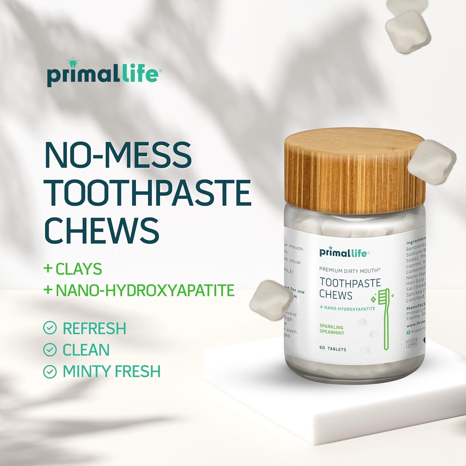 Pastilles dentifrice Menthe polie, pratique pour les voyages.