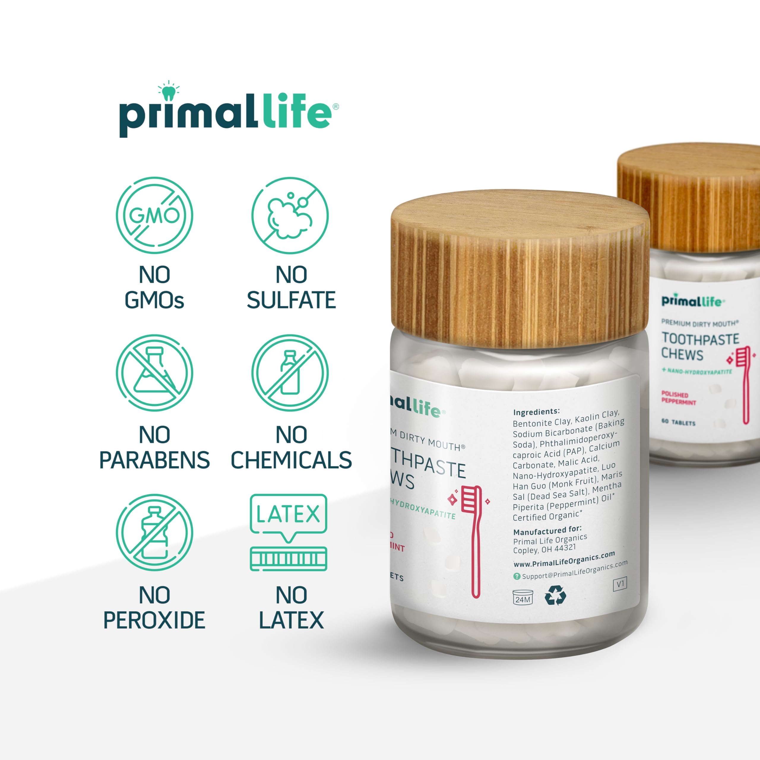 Primal Life Organics utilisation rapide – croquer puis brosser pour une sensation agréable.