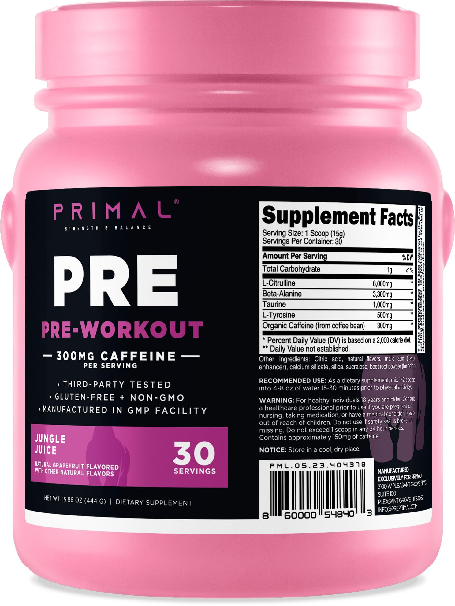Primal Pré-entraînement poudre pamplemousse énergie rapide avant entrainement.