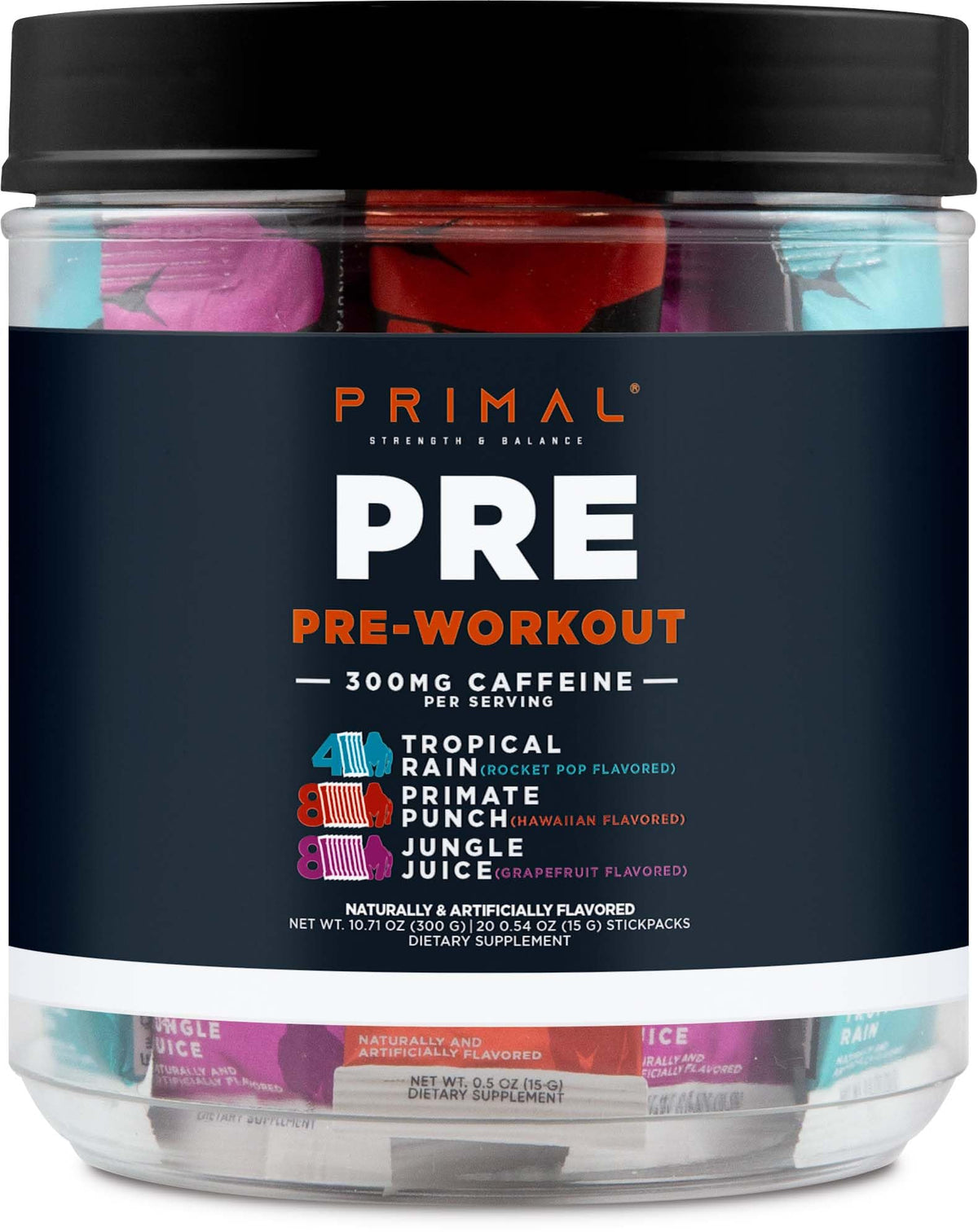 Primal PRE sachets Tropical Rain, énergie rapide pour l'entraînement.
