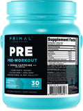 Boîte Primal Pre-Workout Tropical Rain prête pour une séance énergisante.