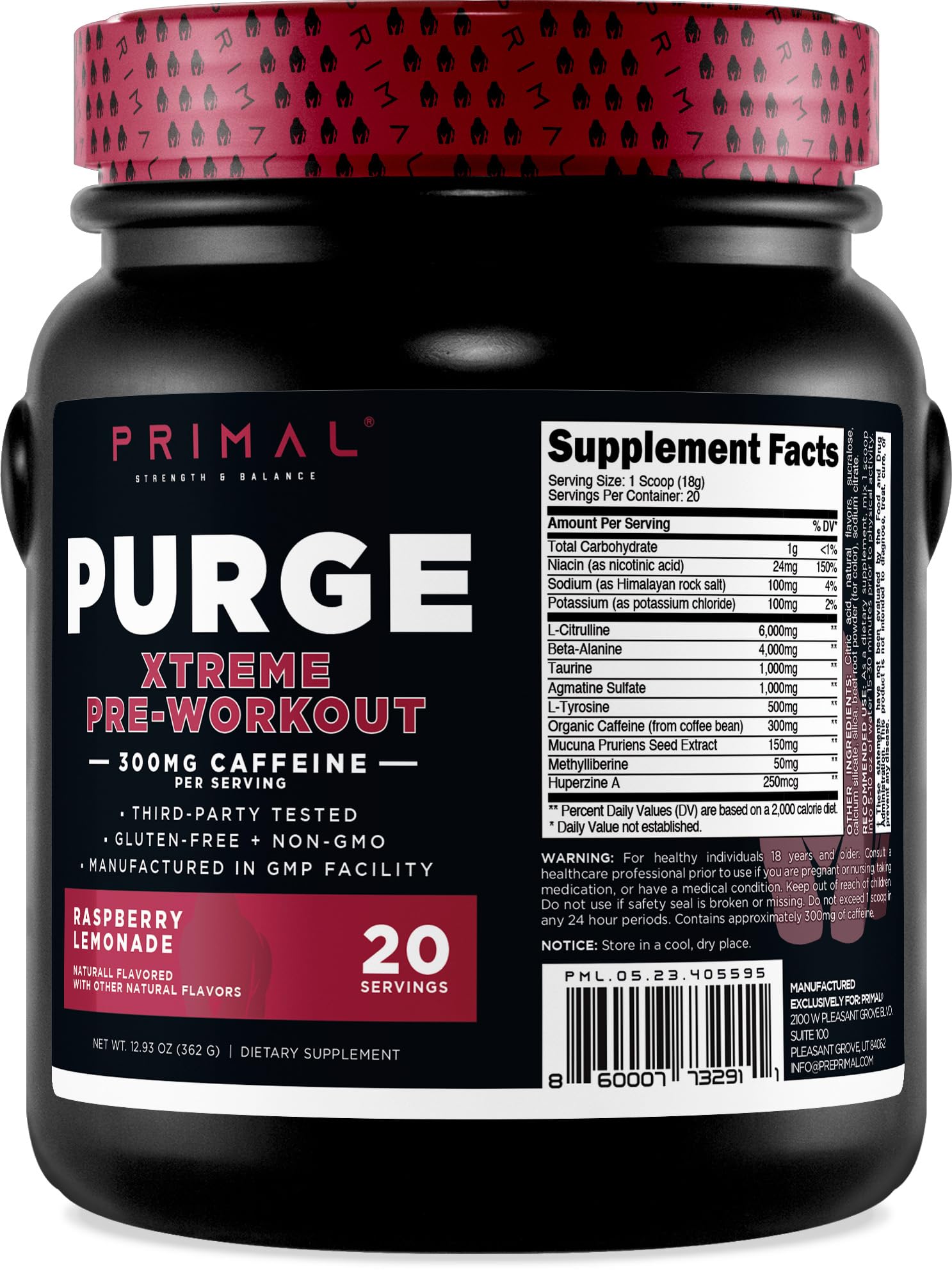 Goût framboise citron de Primal Purge Xtreme, saveur rafraîchissante pour séance