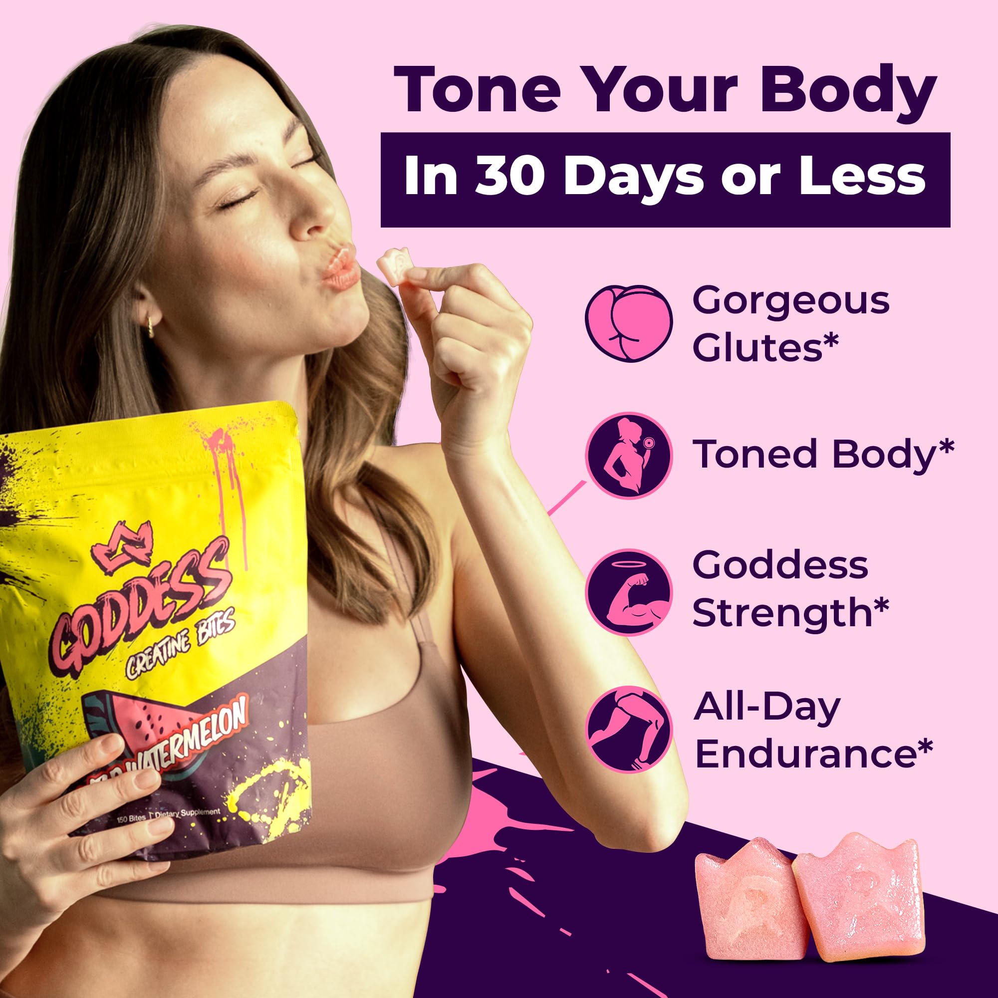 Dose idoine de Primal Queen Goddess Creatine Gummies, facilite le suivi quotidien.