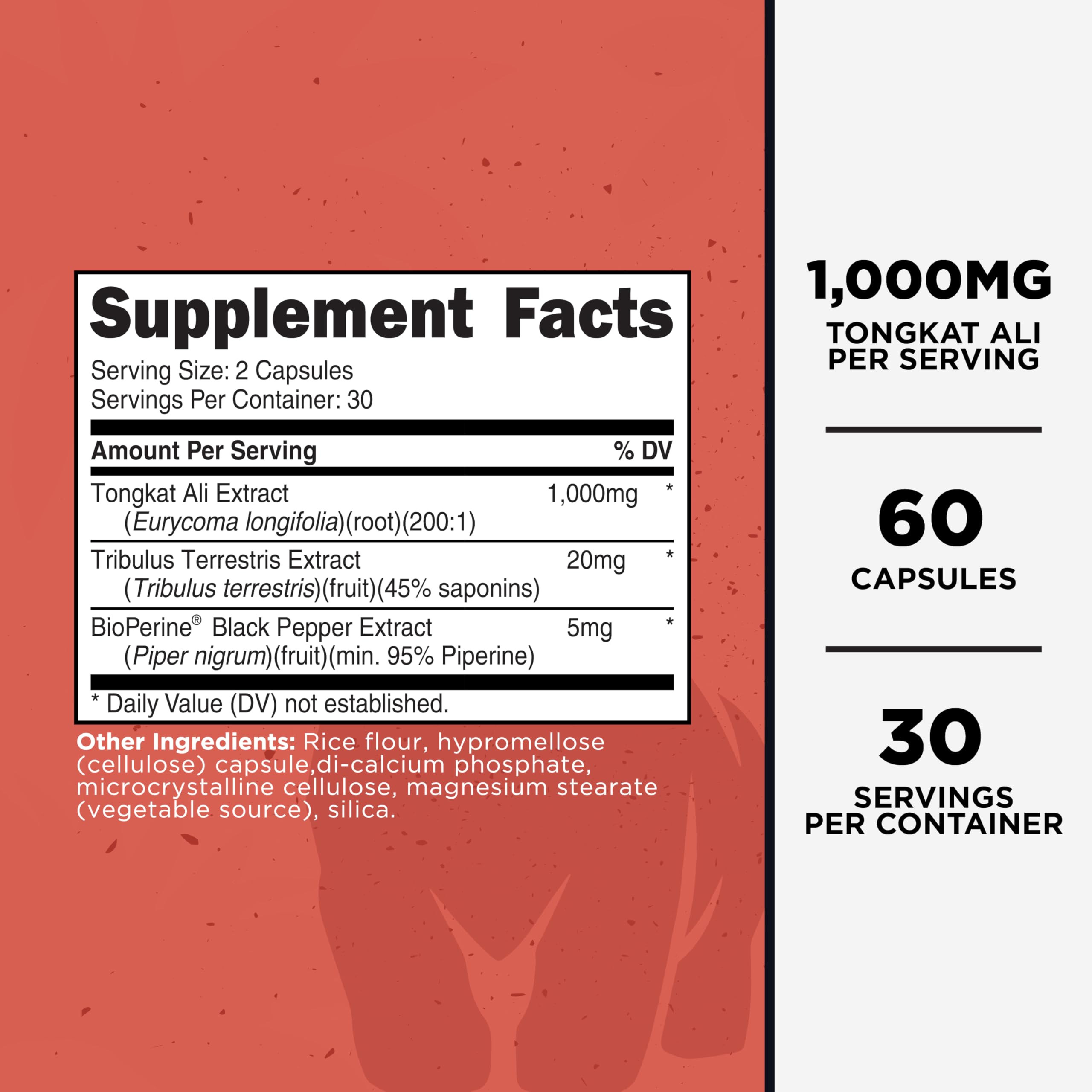 Capsules Primal Tongkat Ali fermées, format pratique