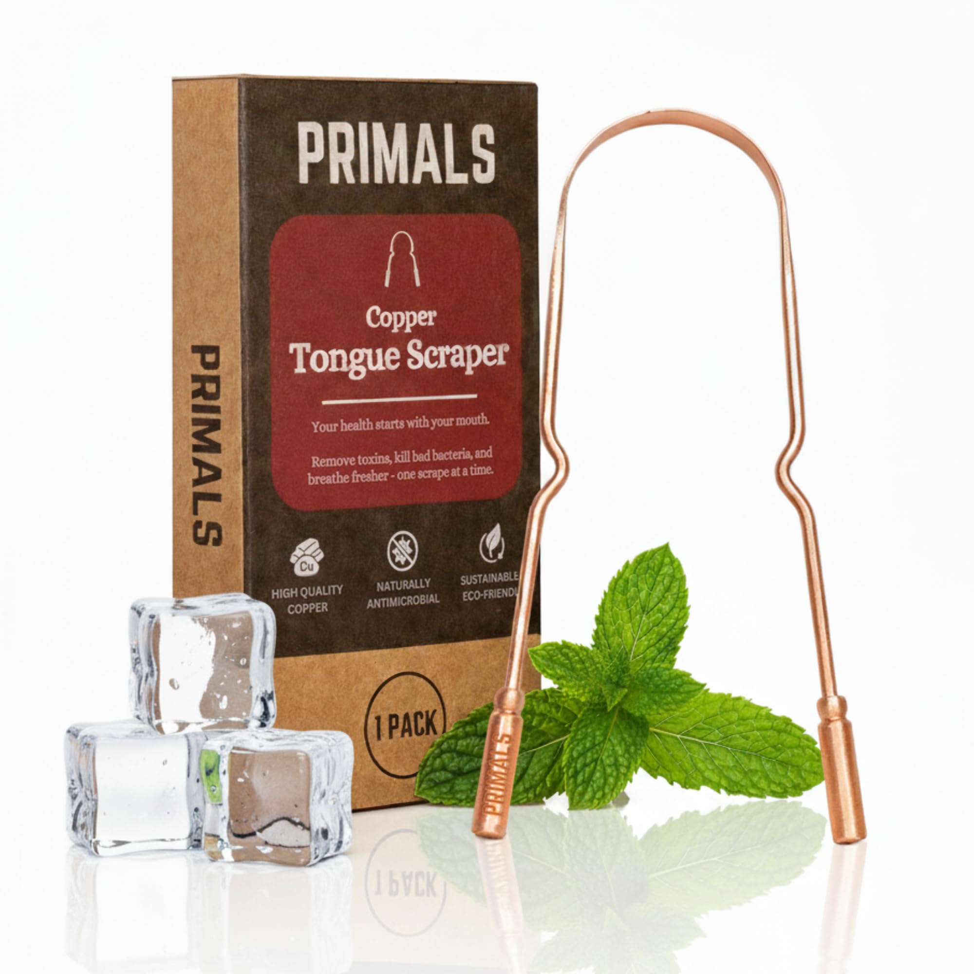 PRIMALS grattoir langue cuivre: haleine fraîche durable.
