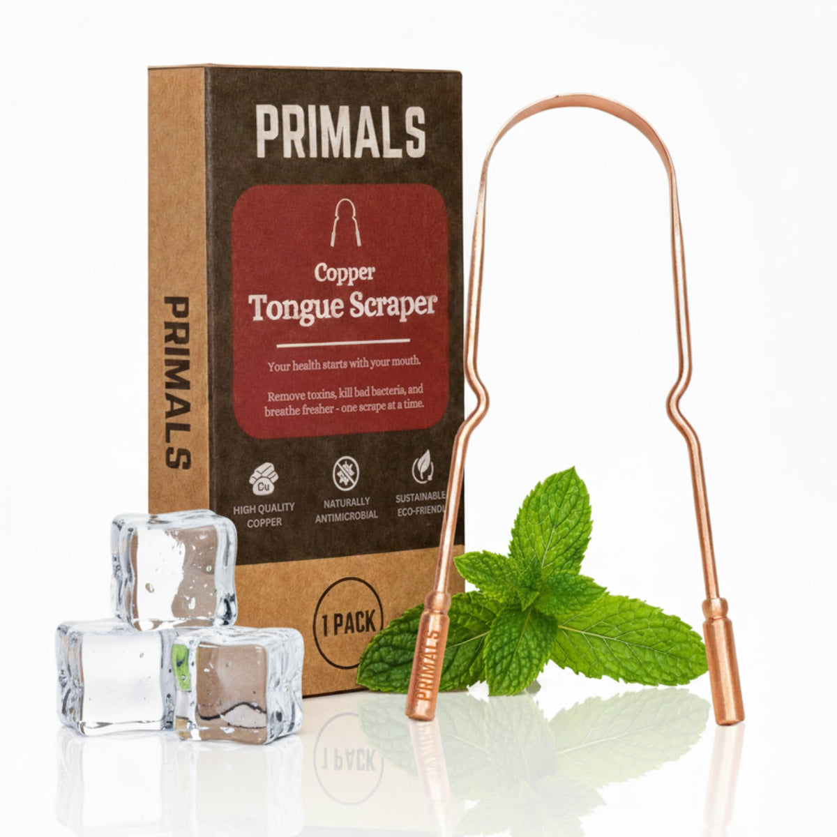 PRIMALS grattoir langue cuivre: haleine fraîche durable.