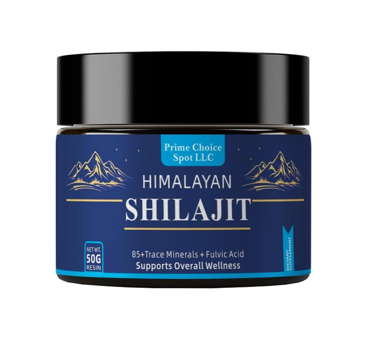 Prime Choice Spot Shilajit résine 50 g dans pot pour énergie naturelle.