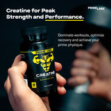 Prime Labs Créatine en gélules, pile de capsules visible, usage pratique sans poudre