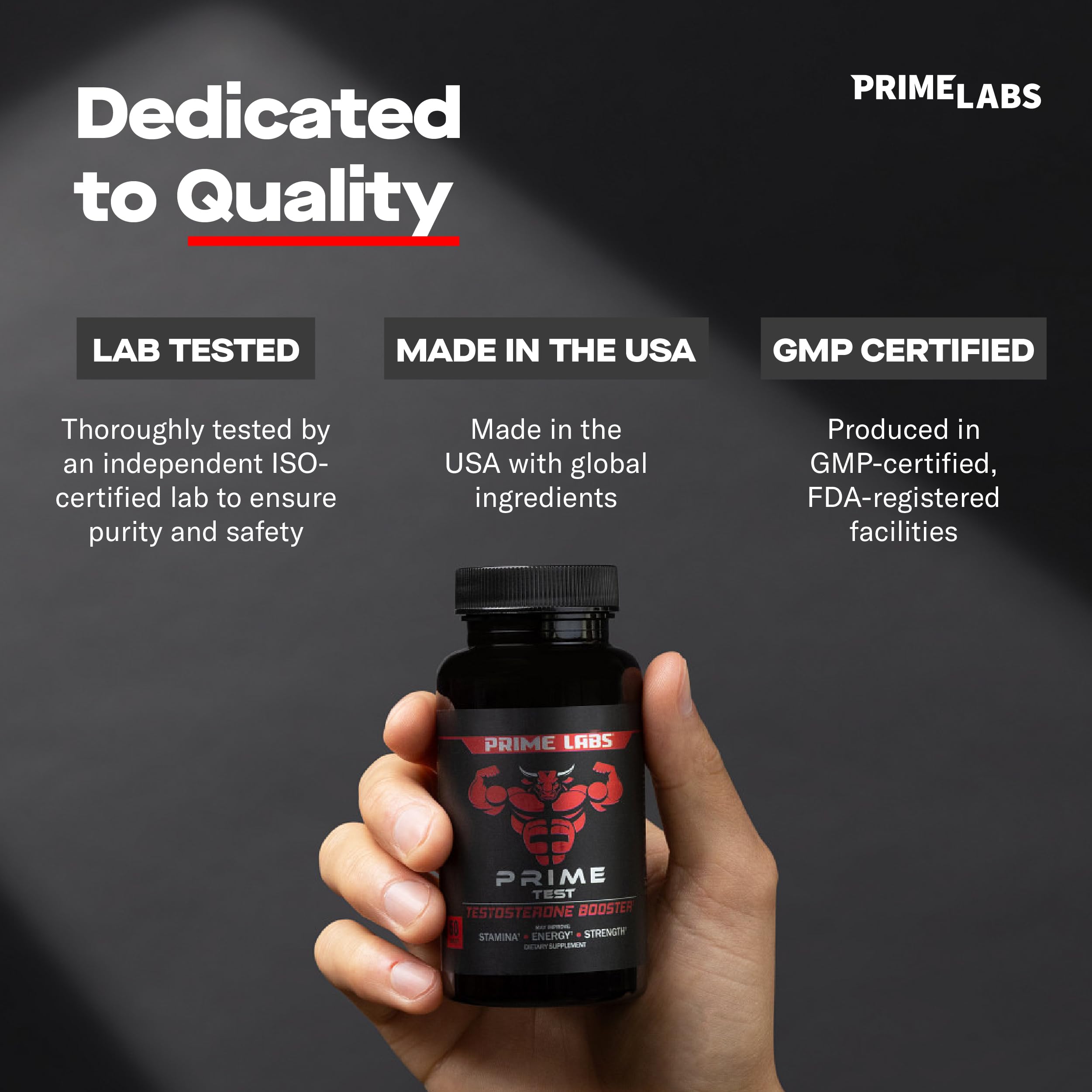 Prime Labs Prime Test – produit testé par des tiers pour la qualité.