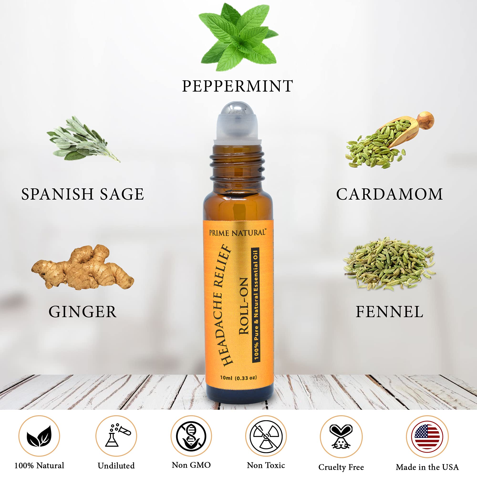 PRIME NATURAL Roll-on aromatique menthe fraîche, parfum revitalisant pour le bien-être.
