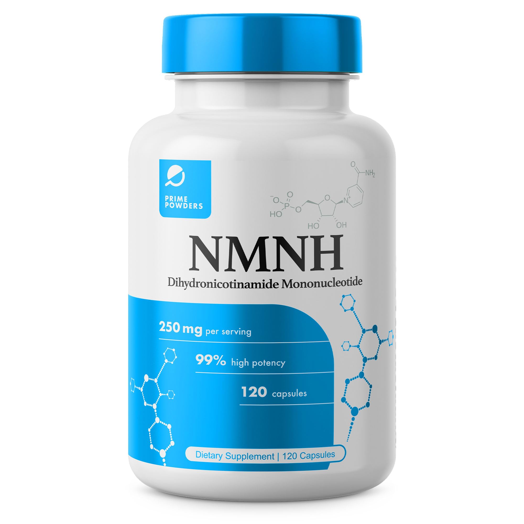 Prime Powders NMNH – Bouteille de 120 gélules pour soutenir potentiellement le NAD+.