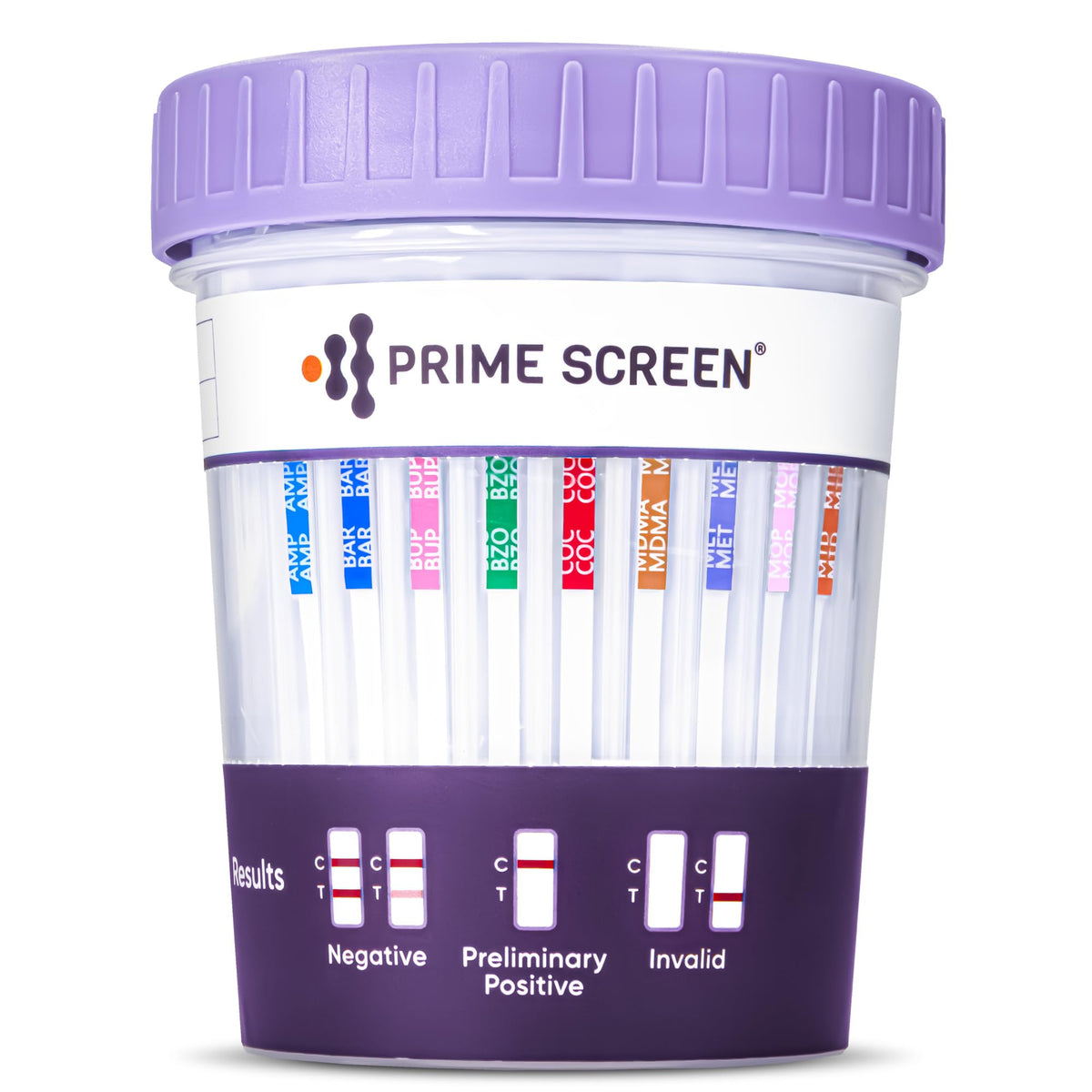 Prime Screen 12-panel test urinaire dans un gobelet compact prêt à l'emploi.