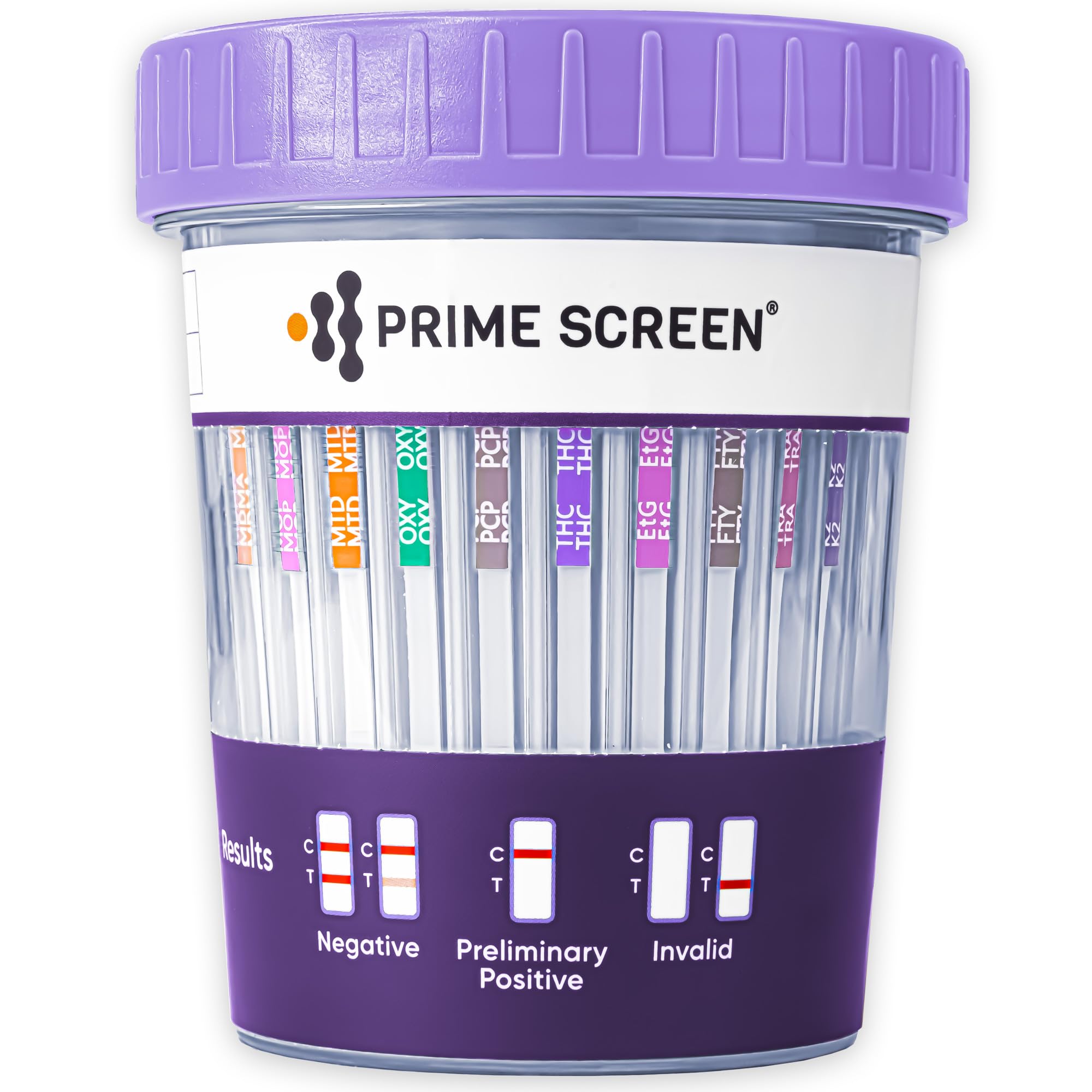 Prime Screen gobelet urinaire compact, utilisé facilement pour les tests a 16 parametres.