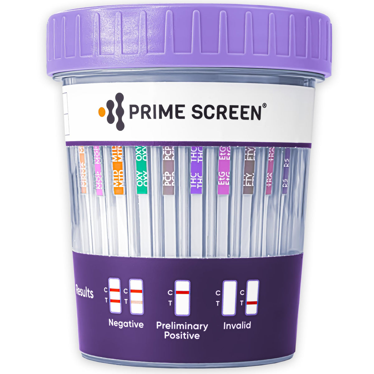 Prime Screen gobelet urinaire compact, utilisé facilement pour les tests a 16 parametres.