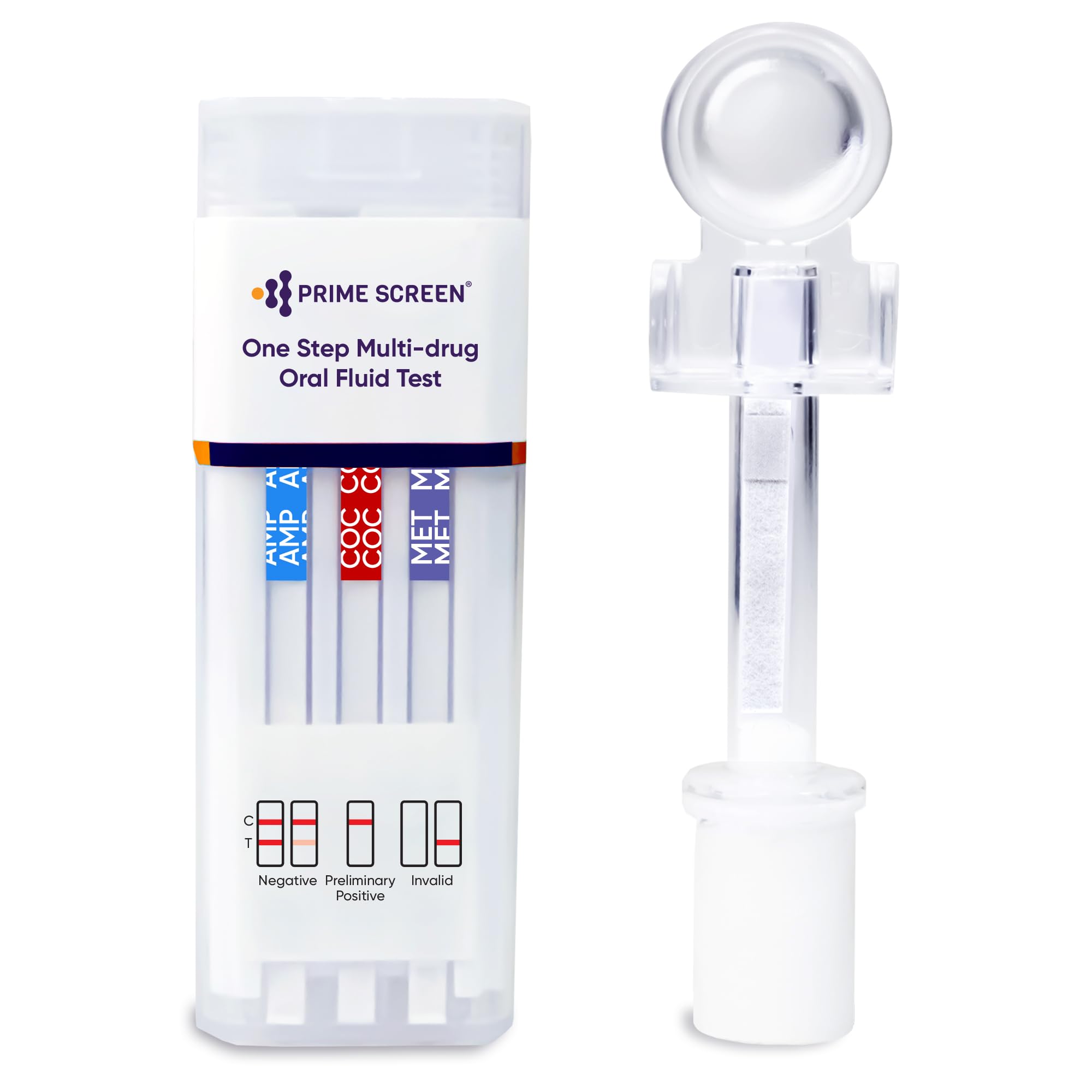 Test buccal Prime Screen à 6 panneaux pour AMP et THC, vérification rapide.