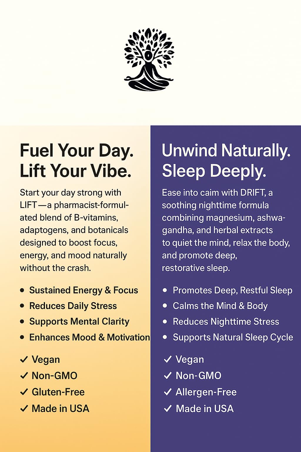 Prime Vibe Goods Adaptogenes : aperçu du mélange d'adaptogènes en capsules.