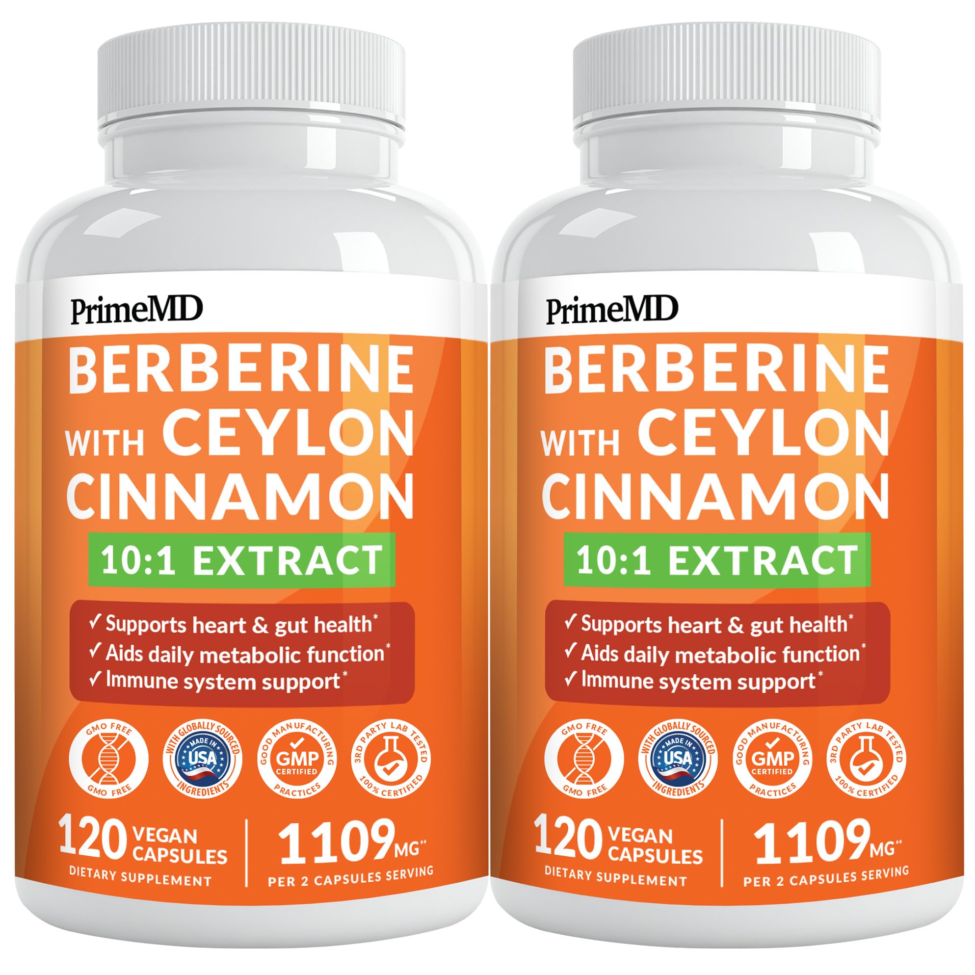 PrimeMD Berberine – Bouteille de capsules prête à l'emploi pour énergie durable.