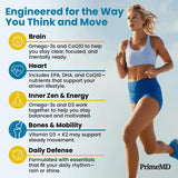 PrimeMD Omega-3: capsules mini-gelules, mobilité et absorption potentielles.