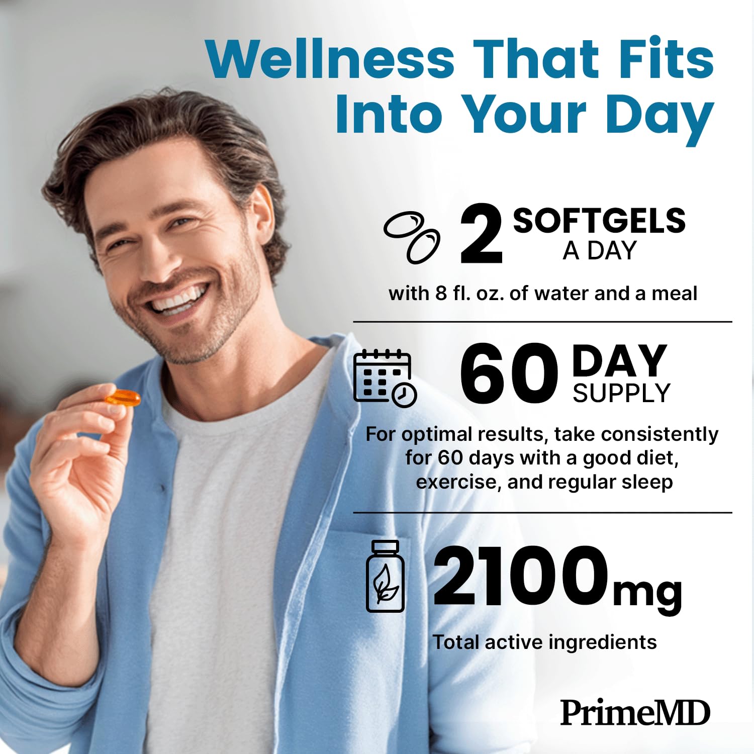 PrimeMD Omega-3: routine santé quotidienne, soutien cardiovasculaire potentiel.